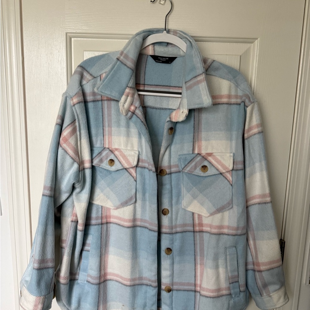Women's Plaid Jacket in Blue and Pink